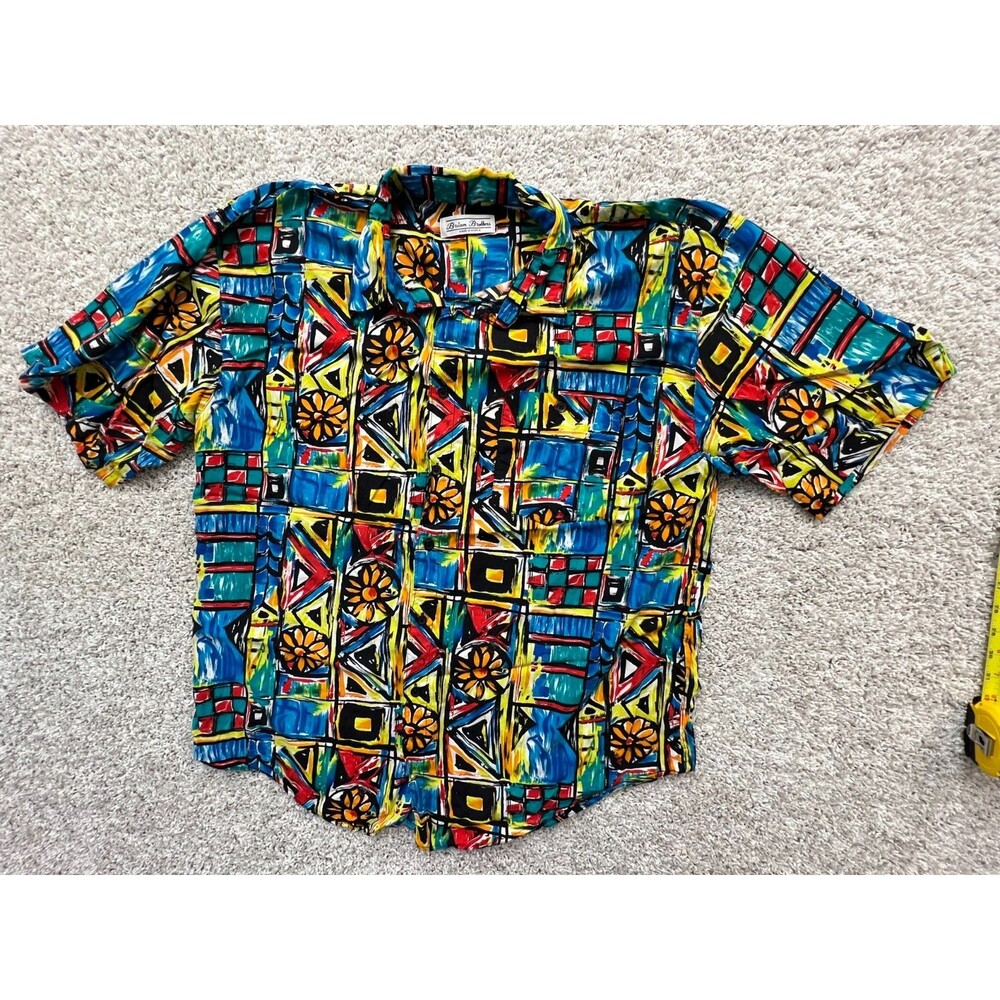Brian Brothers Shirt Mens All Over Print Vintage Colorful (CHECK  MEASUREMENT) - Picture 1 of 6